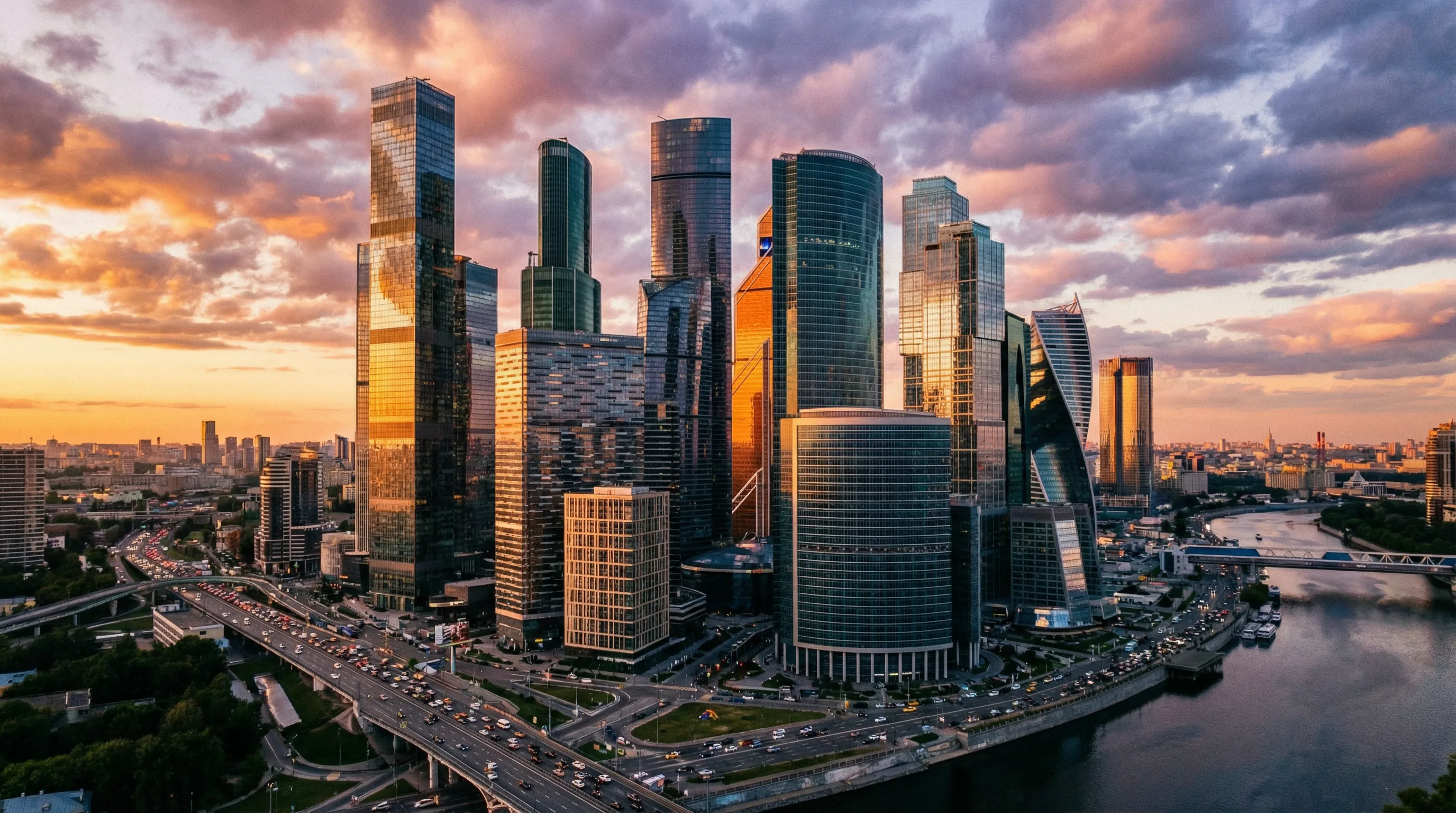 搜同网精选视频 - 都市黄昏航拍全景